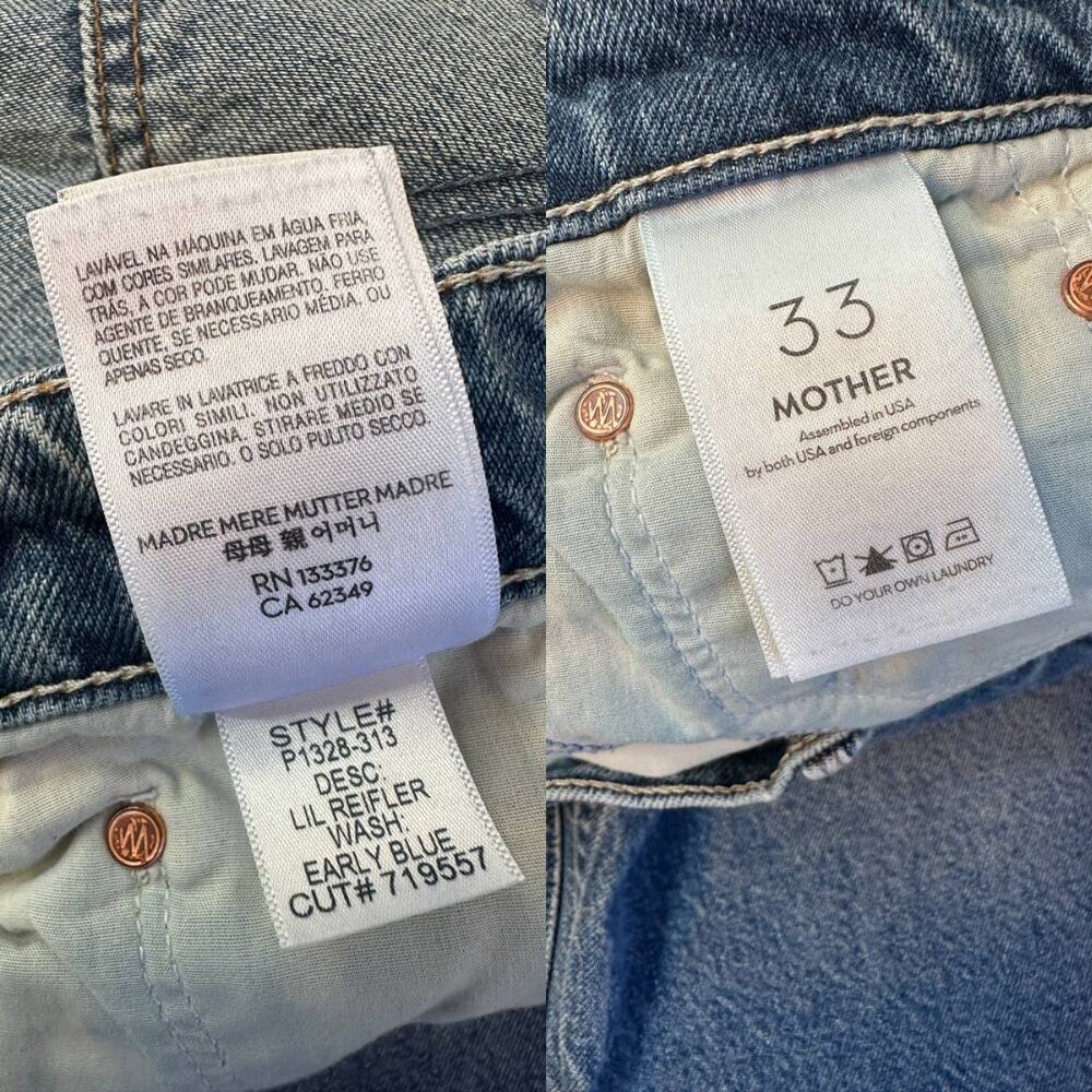 MOTHER Lil Reifler Straight Leg Jeans 33 Early Blue Medium Wash Denim 28.5 - Picture 11 of 16